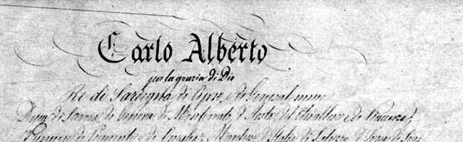 La prima pagina dell'originale dello Statuto.