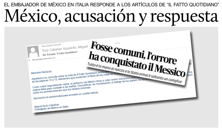 Mxico, Il Fatto Quotidiano acusa, el Embajador en Italia responde.