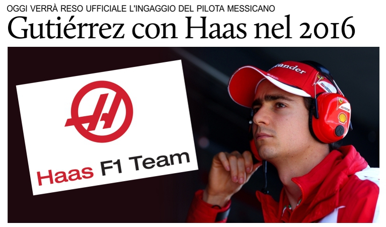 Formula 1, Esteban Gutirrez correr con Haas nel 2016.