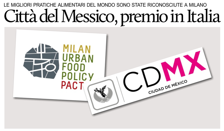 Citt del Messico premiata a Milano per il Programma di refettori comunitari.