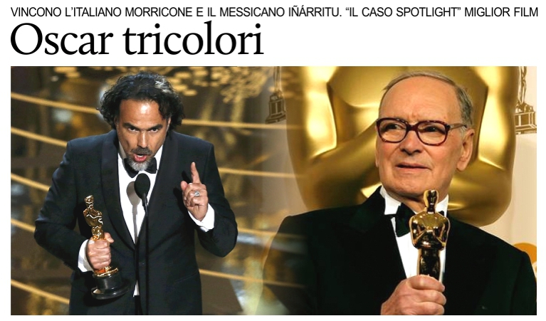 L'Oscar alla regia  messicano per il 3 anno consecutivo. L'Italia vince con Morricone.