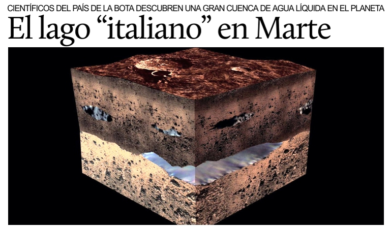 Cientficos italianos descubren un lago en Marte.
