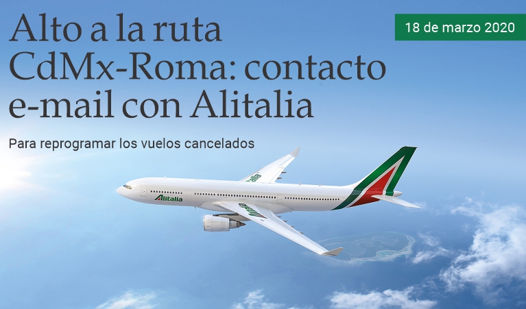 Alto a la ruta CdMx-Roma: contacto e-mail con Alitalia