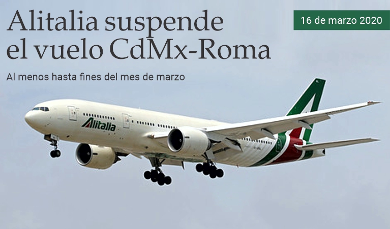 Alitalia suspende el vuelo CdMx-Roma