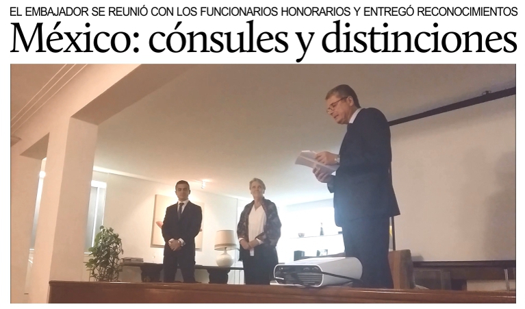 Busacca se re�ne con los c�nsules honorarios y entrega condecoraciones.