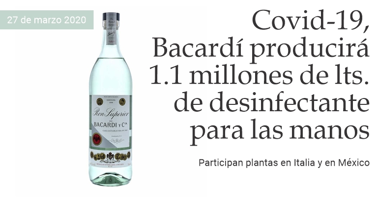 Bacardí producirá desinfectante para manos