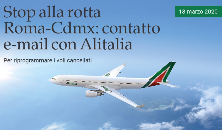 Stop alla rotta Roma-CdMx: contatto e-mail con Alitalia