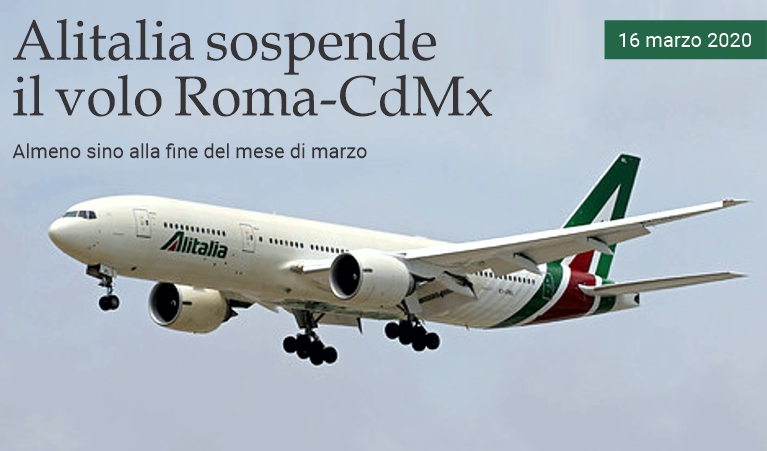 Alitalia sospende il volo Roma-Citt del Messico